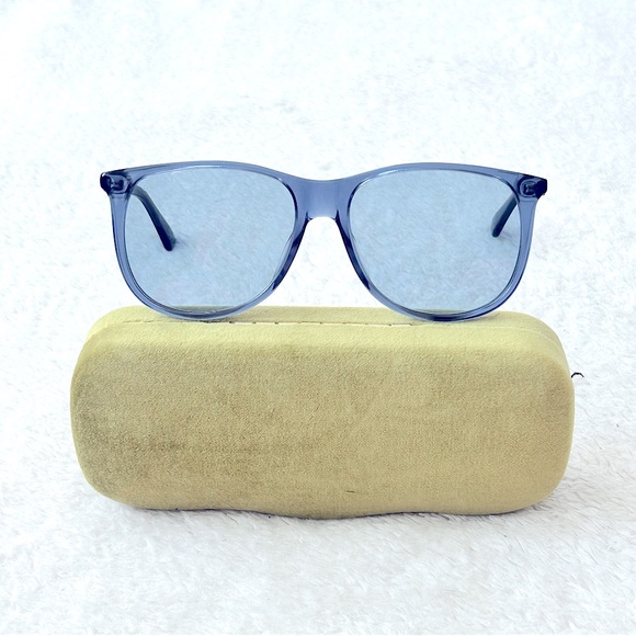NIB Authentic Gucci GG0263S Oversized Oval Sunglasses Blue - Picture 2 of 10